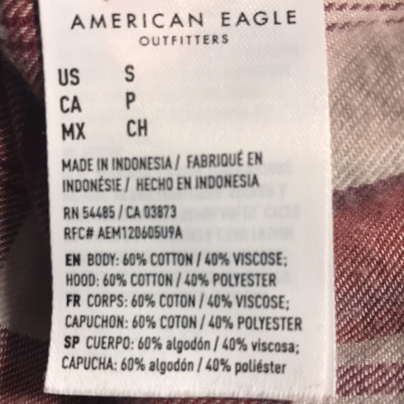 💕4 for $10- American Eagle plaid shirt with built in hoodie - Picture 6 of 6